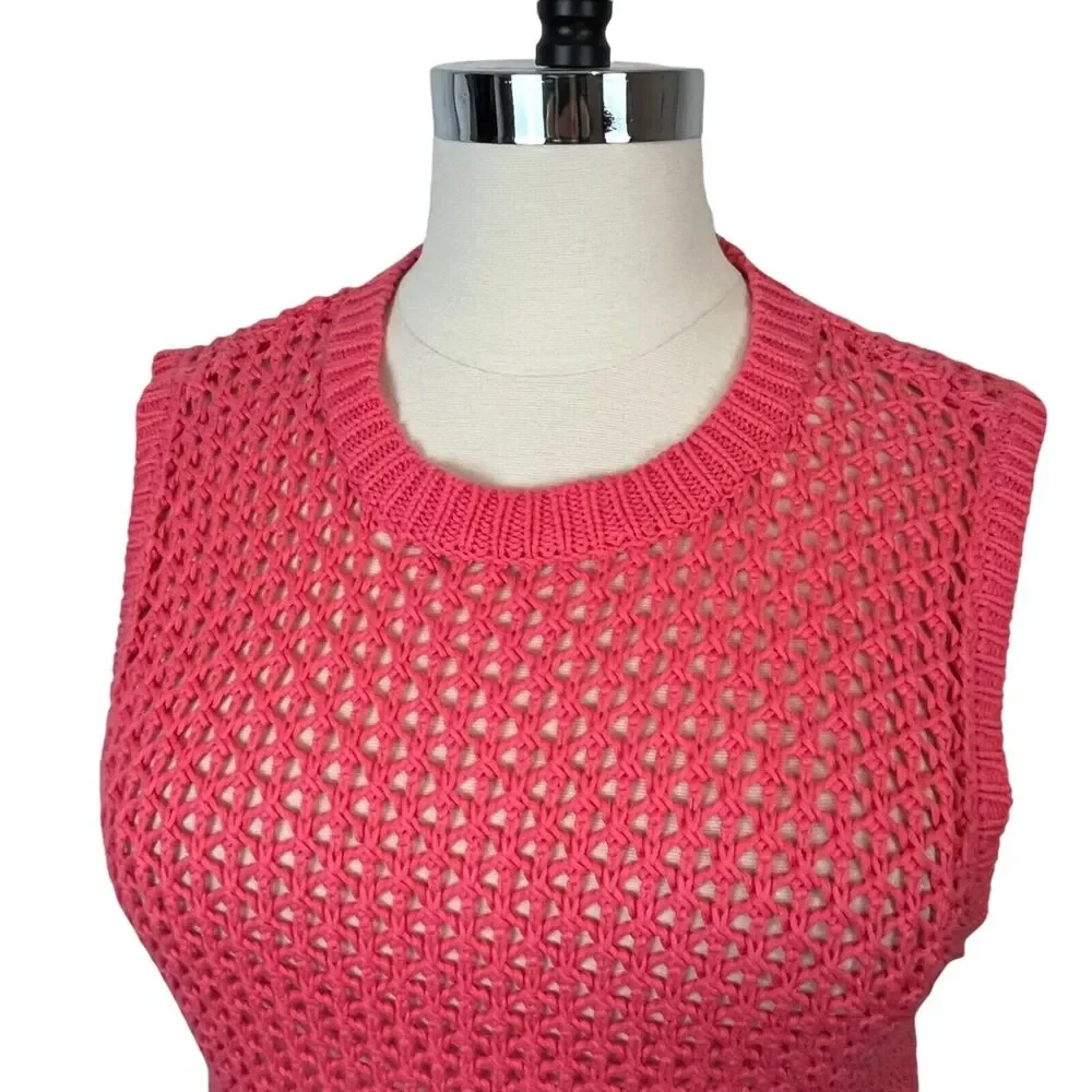 Fresh Produce Women's Crew Neck Sleeveless Celine Longline Tank Top Pink XL/XXL